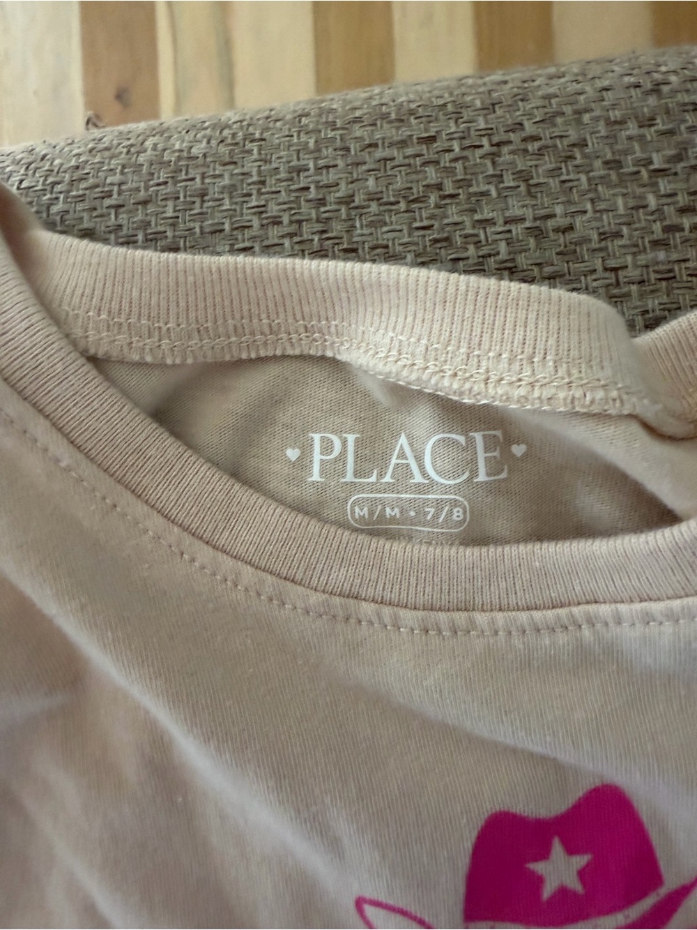 The Children's Place Peach Tee with Hot Pink Graphic